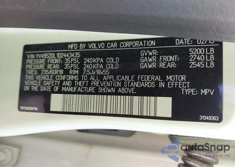 2013 Volvo Xc60 3.2 from USA, damaged, VIN YV4952DL1D2443435